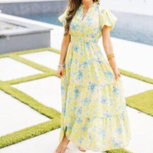 Floral Spring dress with Puff sleeves